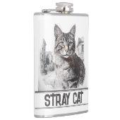 Weiße Streunende Katze Flachmann (Rechts)