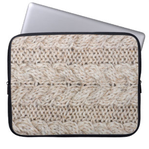 Weiße Strickwoll-Textur Hintergrund. Laptopschutzhülle