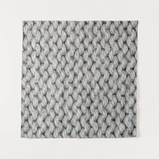 Weiße Strickwollestruktur, nahes Foto. Wandteppich (Vorderseite)