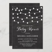 Weiße String-Leuchten auf Chalkboard Babydusche Einladung (Vorne/Hinten)