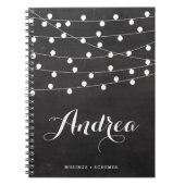 Weiße String-Leuchten auf Chalkboard Personalisier Notizblock (Vorderseite)