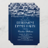 Weiße String-Lichter für blaues Ruhestand Einladung (Vorne/Hinten)