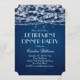 Weiße String-Lichter für blaues Ruhestand Einladung