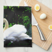 Weiße stumme Schwäne Geschirrtuch (Viertel Falte)