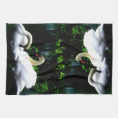 Weiße stumme Schwäne Geschirrtuch (Horizontal)