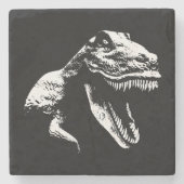 Weiße T Rex Steinuntersetzer (Vorderseite)