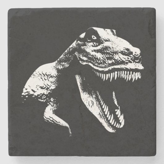 Weiße T Rex Steinuntersetzer (Vorderseite)