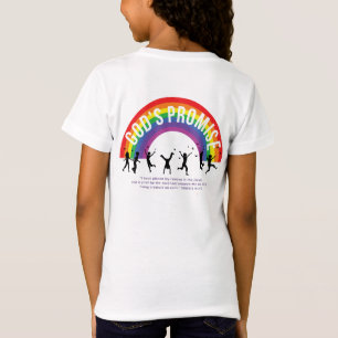 Weiße T - Shirt für Mädchen Regenbogen mit Logo
