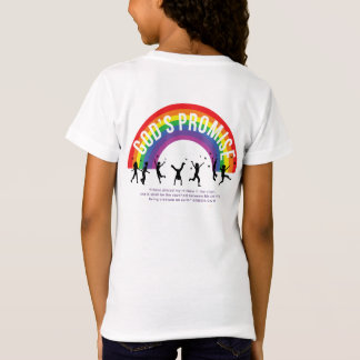 Weiße T - Shirt für Mädchen Regenbogen mit Logo