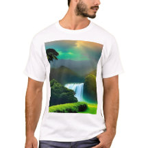 Weiße T - Shirt, mediterran tropisch