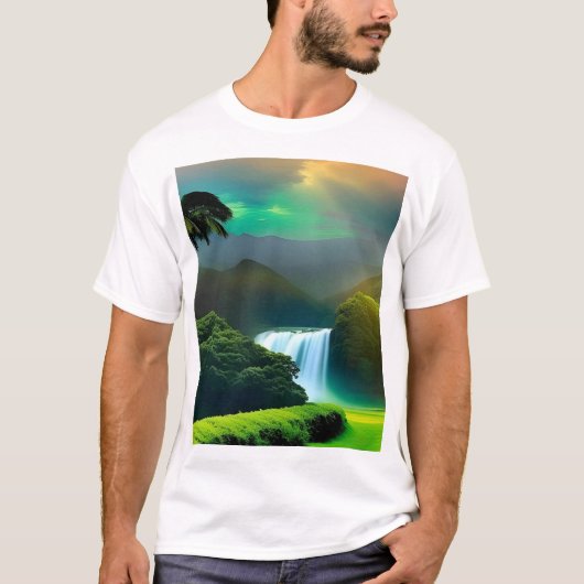 Weiße T - Shirt, mediterran tropisch T-Shirt (Vorderseite)