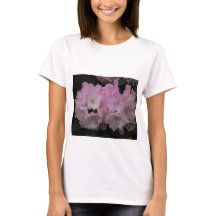 Weiße T - Shirt mit eleganten rosa Blüten