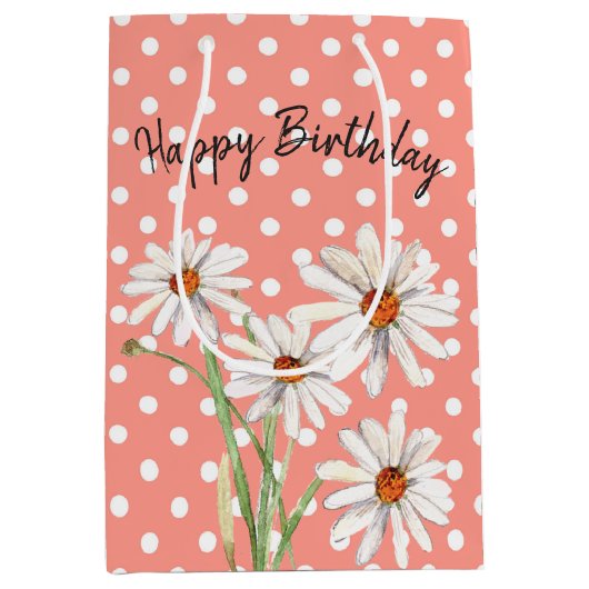 Weiße Tageszeitungen zu Polka-Punkten Mittlere Geschenktüte (Vorderseite)