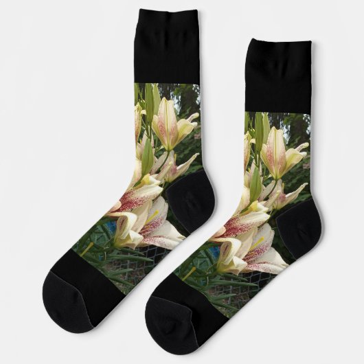 Weiße Taglilien Socken (Linkes Detail)