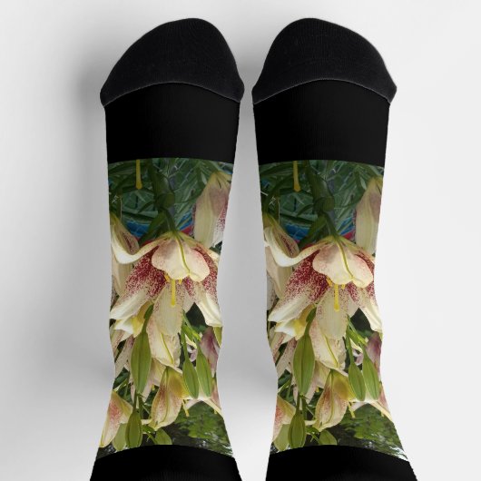 Weiße Taglilien Socken (Oben)