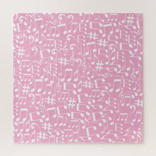 Weiße tanzende Musiknoten Musiker Musik Pink Puzzle