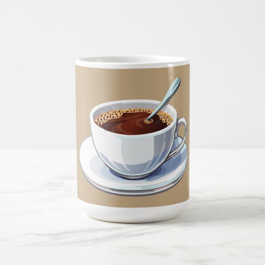 Weiße Tasse auf einem Unterteller gefüllt mit Kaff (Mittel)