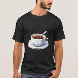 Weiße Tasse auf einem Unterteller gefüllt mit Kaff T-Shirt