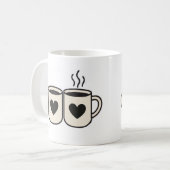 Weiße Tasse 'Blanc Duo de Tasses Cœurs Noirs Illus (Vorderseite Links)