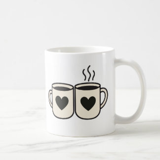 Weiße Tasse 'Blanc Duo de Tasses Cœurs Noirs Illus