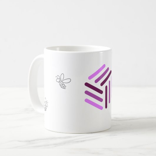 Weiße Tasse des Imkers mit Lila Logo (Vorderseite Links)