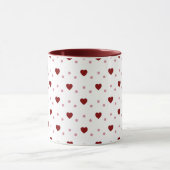 Weiße Tasse – Dunkle und helle rote Herzen (Zentrum)