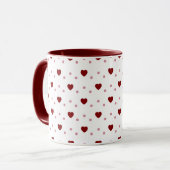 Weiße Tasse – Dunkle und helle rote Herzen (Vorderseite Links)