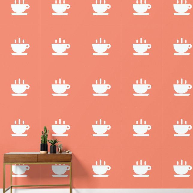Weiße Tasse Java Lachsküche Tapete (Korridor)