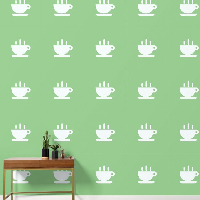 Weiße Tasse Java Sage Grüne Küche Tapete (Korridor)