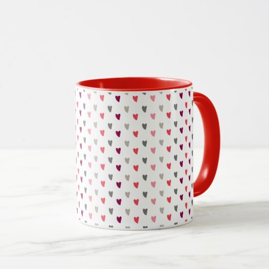 Weiße Tasse – Kleine Herzen gemischt (VorderseiteRechts)
