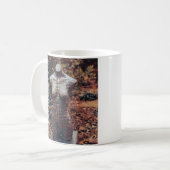 Weiße Tasse mit feminininem Waldhintergrund (Vorderseite Links)