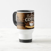Weiße Tasse mit Holzoptik (Vorderseite Links)