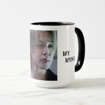 Weiße Tasse mit Jimin-Bild
