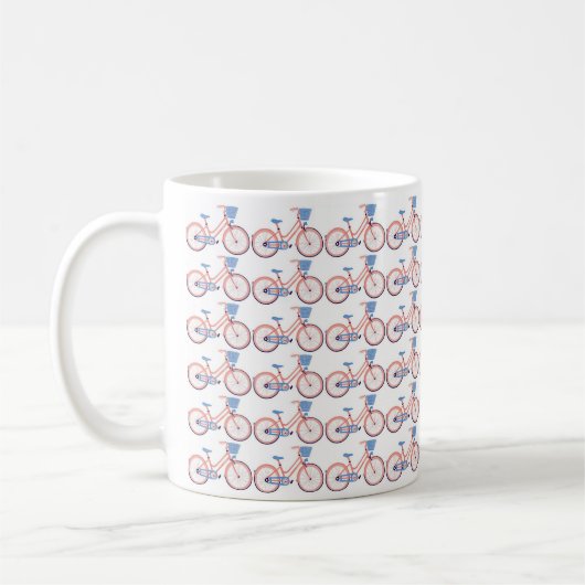 Weiße Tasse mit kleinem Fahrrad (Links)
