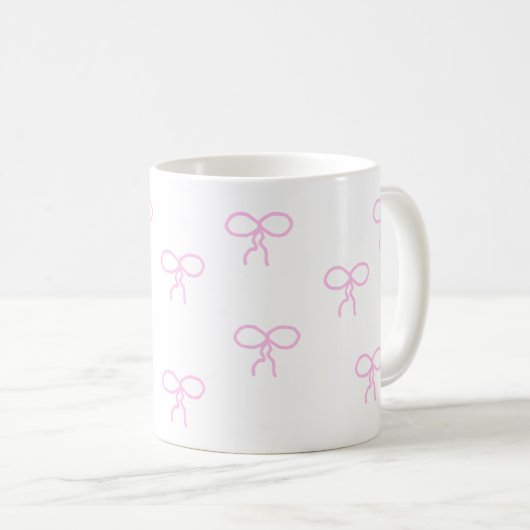 Weiße Tasse mit rosa Bogen (VorderseiteRechts)