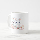 Weiße Tasse mit rosa Hasen als süßes Geschenk (Vorderseite Links)
