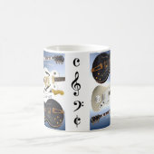 Weiße Tasse mit schönem elektrische Gitarren-Dekor (Mittel)