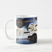 Weiße Tasse mit schönem elektrische Gitarren-Dekor (Links)