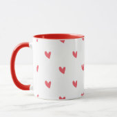 Weiße Tasse – Wellige rote Herzen (Links)