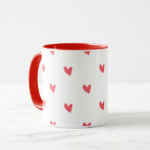 Weiße Tasse – Wellige rote Herzen (Vorderseite Links)