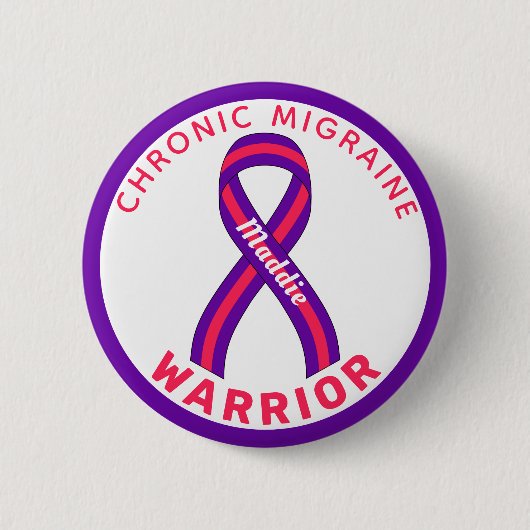 Weiße Taste für Chronic Migraine Warrior Ribbon Button (Vorderseite)