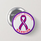 Weiße Taste für Chronic Migraine Warrior Ribbon Button (Vorne & Hinten)