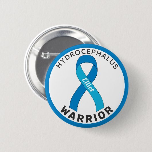 Weiße Taste für den Hydrocephalus Warrior Ribbon Button (Vorne & Hinten)