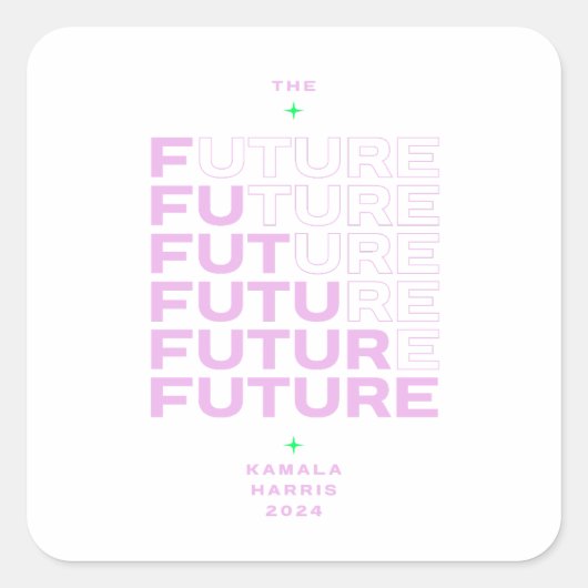 Weiße Taste für Kamala Harris "The Future"-Logo Quadratischer Aufkleber (Vorderseite)