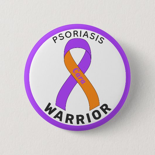 Weiße Taste für Psoriasis Warrior Ribbon Button (Vorderseite)