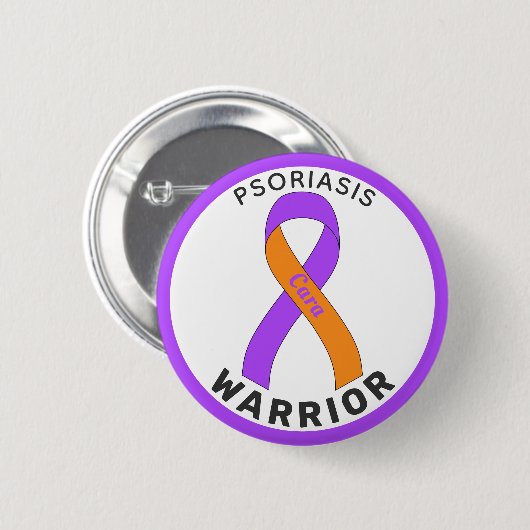 Weiße Taste für Psoriasis Warrior Ribbon Button (Vorne & Hinten)