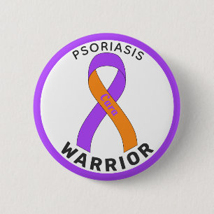 Weiße Taste für Psoriasis Warrior Ribbon Button