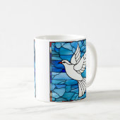Weiße Taube auf Bleiglas Kaffeetasse (VorderseiteRechts)