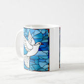 Weiße Taube auf Bleiglas Kaffeetasse (Vorderseite Links)