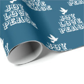 Weiße Taube auf dunkelblauer Freude Liebe Weihnach Geschenkpapier (Rolleneckpunkt)